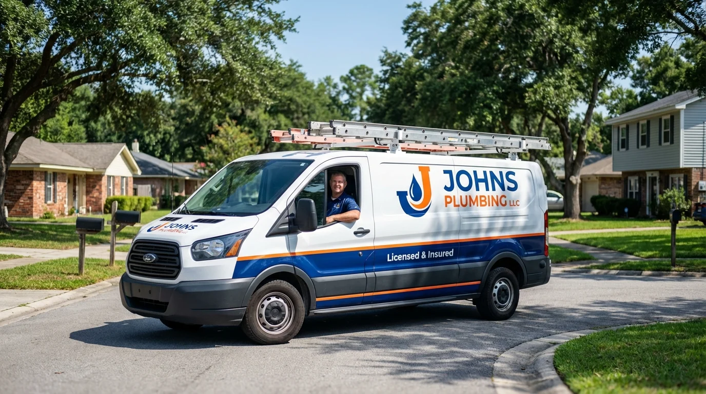 Johns Plumbing LLC service van in Garwood, NJ