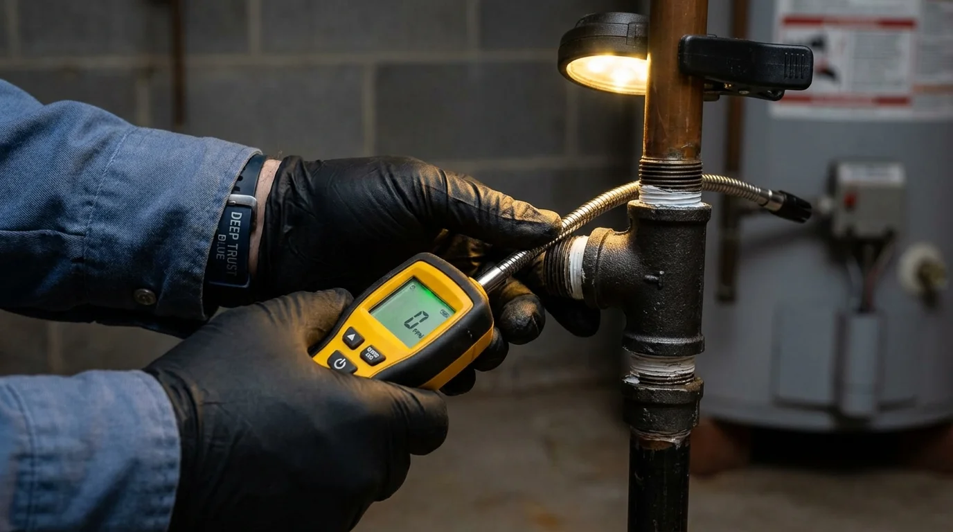 Gas leak detection with electronic sniffer by Johns Plumbing LLC in Garwood