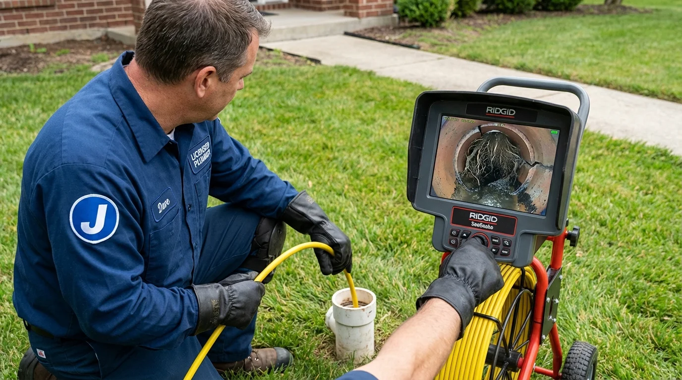 Sewer camera inspection being performed by Johns Plumbing LLC in Garwood