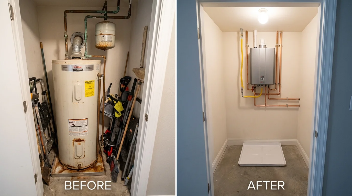 Tank water heater versus wall-mounted tankless unit comparison for Garwood, NJ homeowners